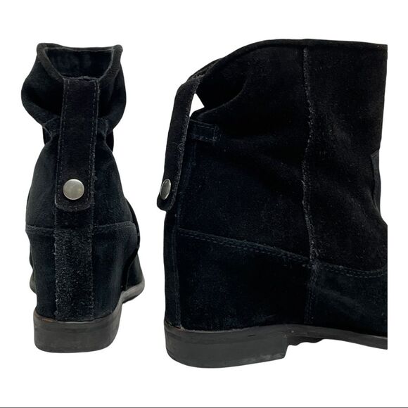 ZARA TRF Trafaluc Black Suede Leather Hidden Wedge Ankle Boots Booties 36 US 6 - Picture 5 of 14